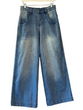 7th & Hudson Wide Leg Jeans Size 9 High Rise Blue Stretch Denim Wide Leg